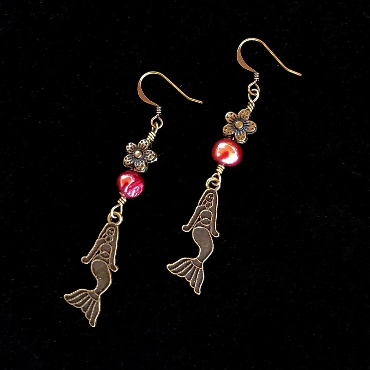 Mermaid and Pearl Dangle earrings