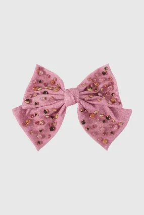 Metallic Rhinestone Bow Knot Hair Clip