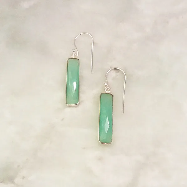 Mint Green Chalcedony Single Drop Hook Earrings