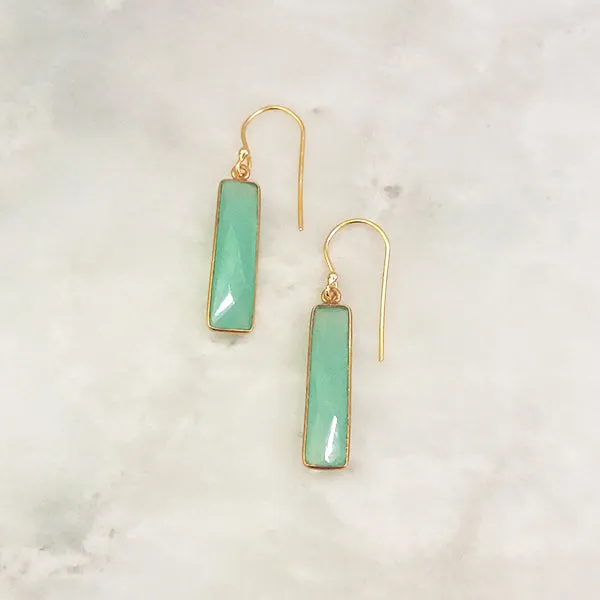 Mint Green Chalcedony Single Drop Hook Earrings