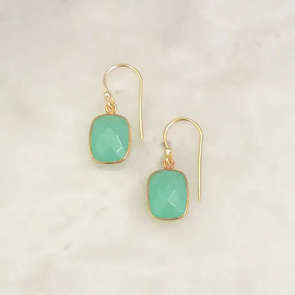 Mint Green Chalcedony Single Drop Hook Earrings