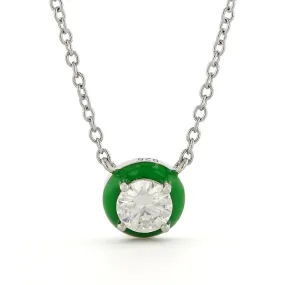 Moissanite & Enamel Solitaire Pendant Necklace