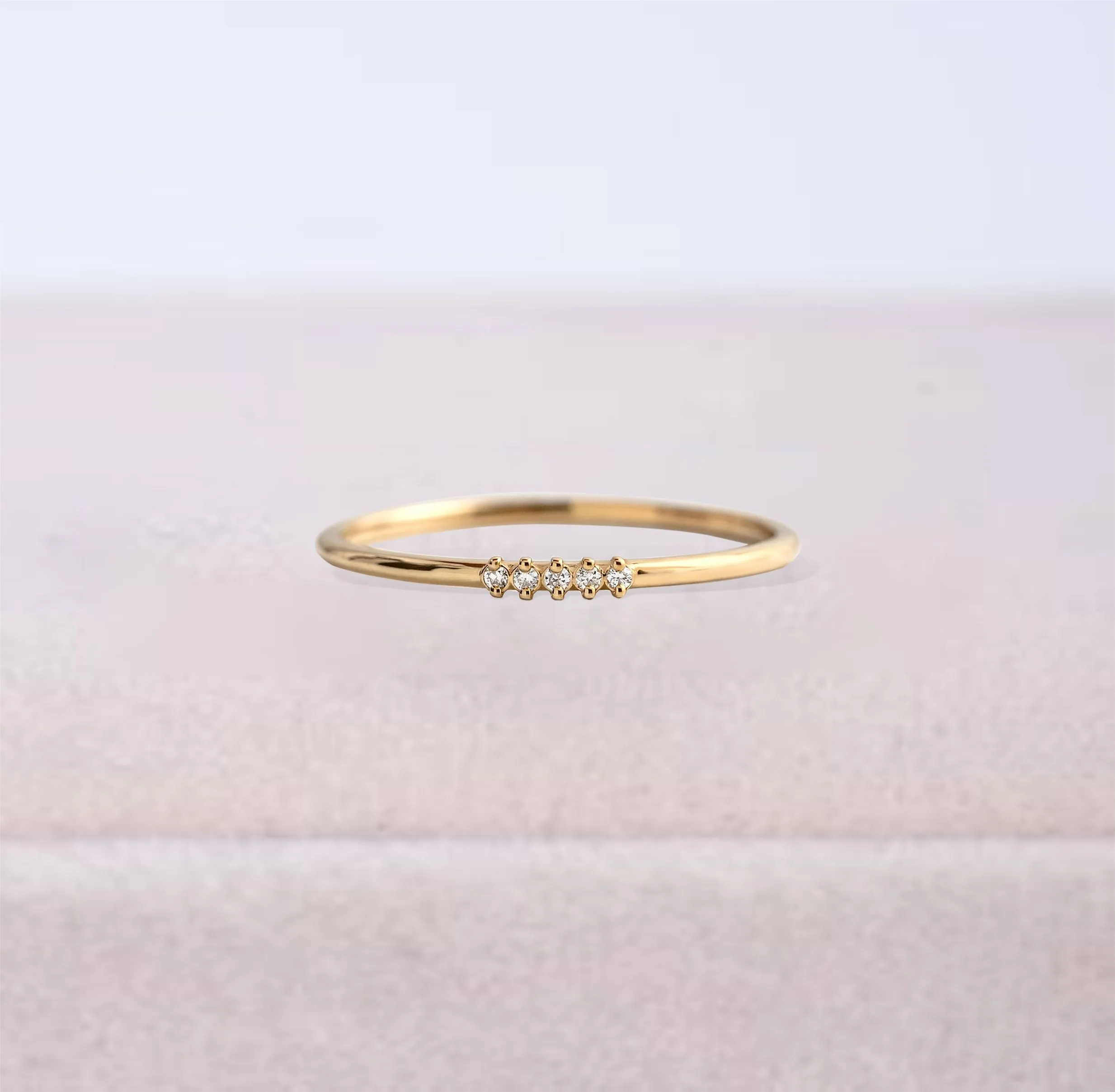 Moissanite Eternity Band - Vintage Solid 14K Yellow Gold Stacking Band