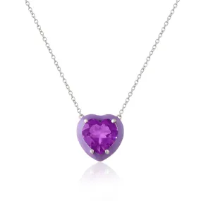 Natural Amethyst Heart Pendant Necklace