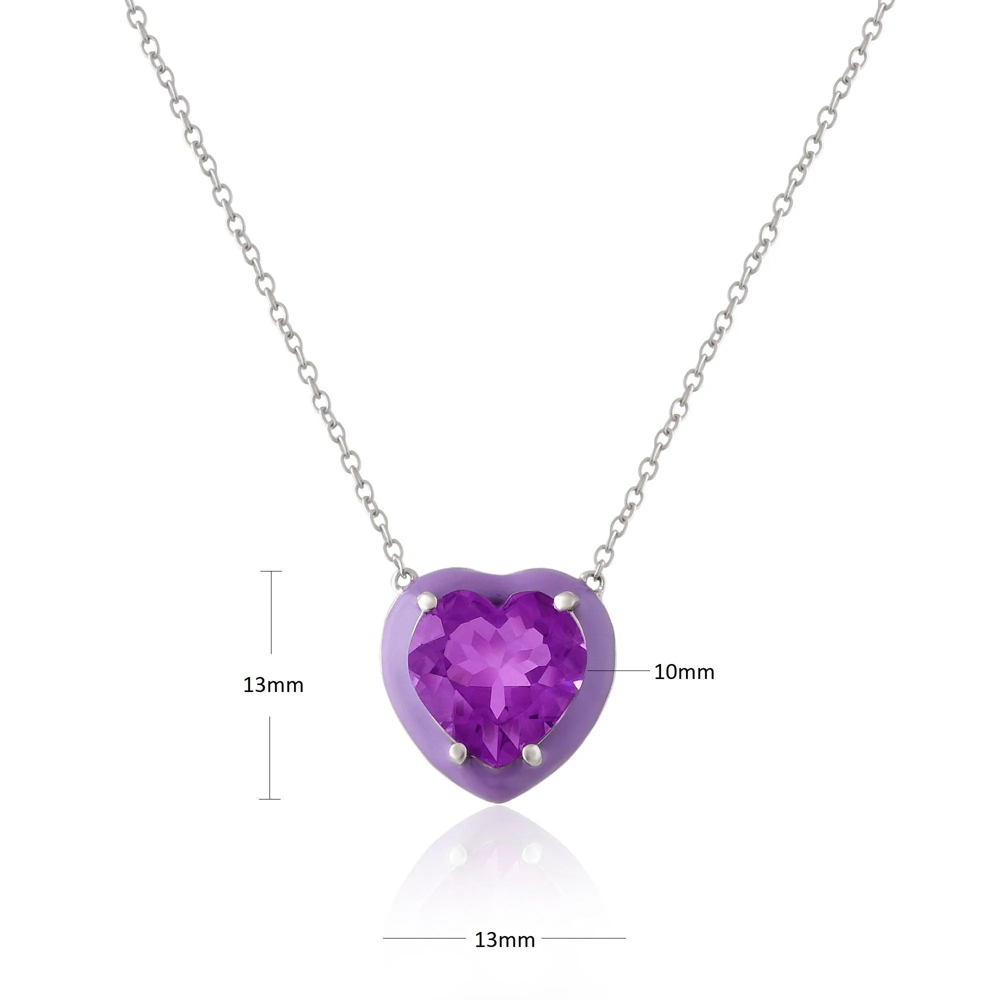 Natural Amethyst Heart Pendant Necklace