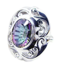 Nice Gems Mystic Quartz Sterling Silver Ring Christmas Day Gift