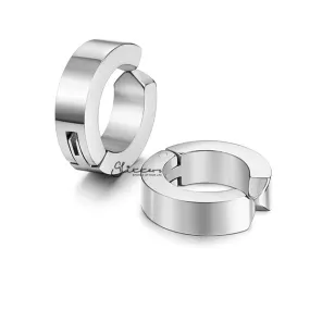 Non-Pierced Stainless Steel Clip On Hoop Earrings - Silver