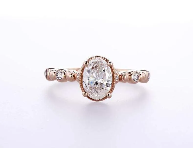 Oval Cut Milgrain Head Engagement Ring (1.15Ctw)