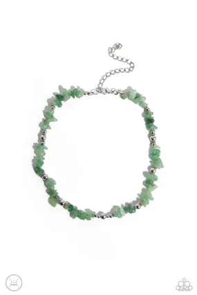 Paparazzi Carved Confidence Green Choker Necklace & Earring Set