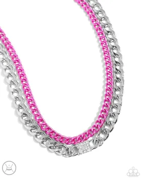 Paparazzi Exaggerated Effort Pink Necklace & Earring Set