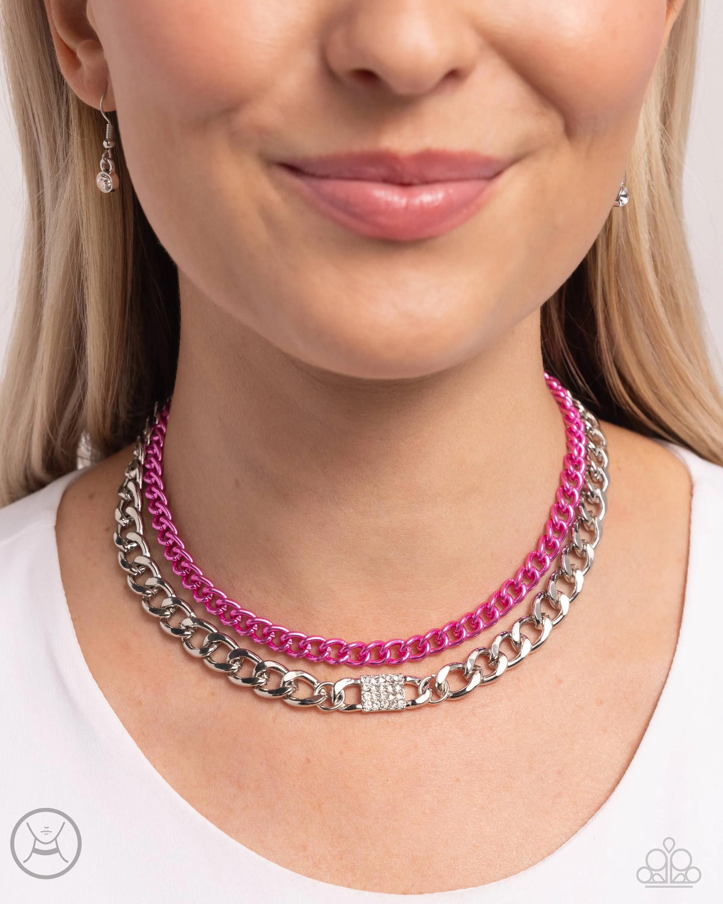 Paparazzi Exaggerated Effort Pink Necklace & Earring Set