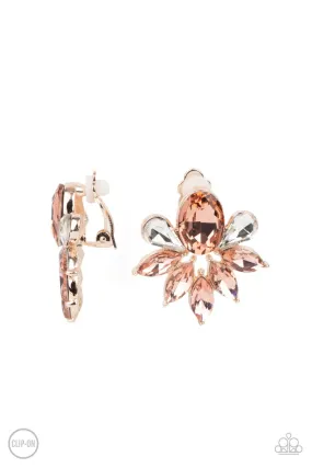 Paparazzi Fearless Finesse - Rose Gold Clip On Earrings