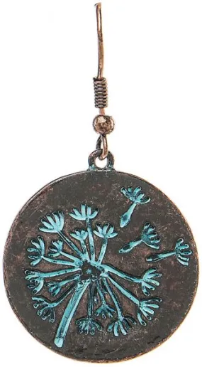 Patina Dandelion Etching Earring