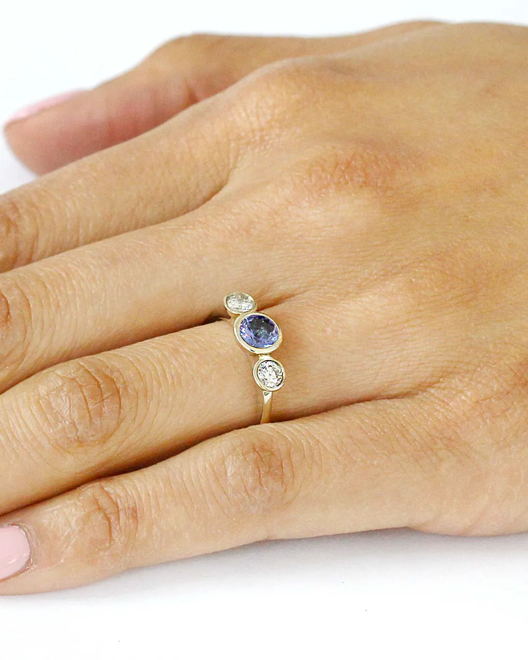 Pave 3 Stones / Tanzanite   Diamonds