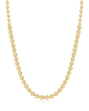 Pave Ball Chain Necklace- Gold