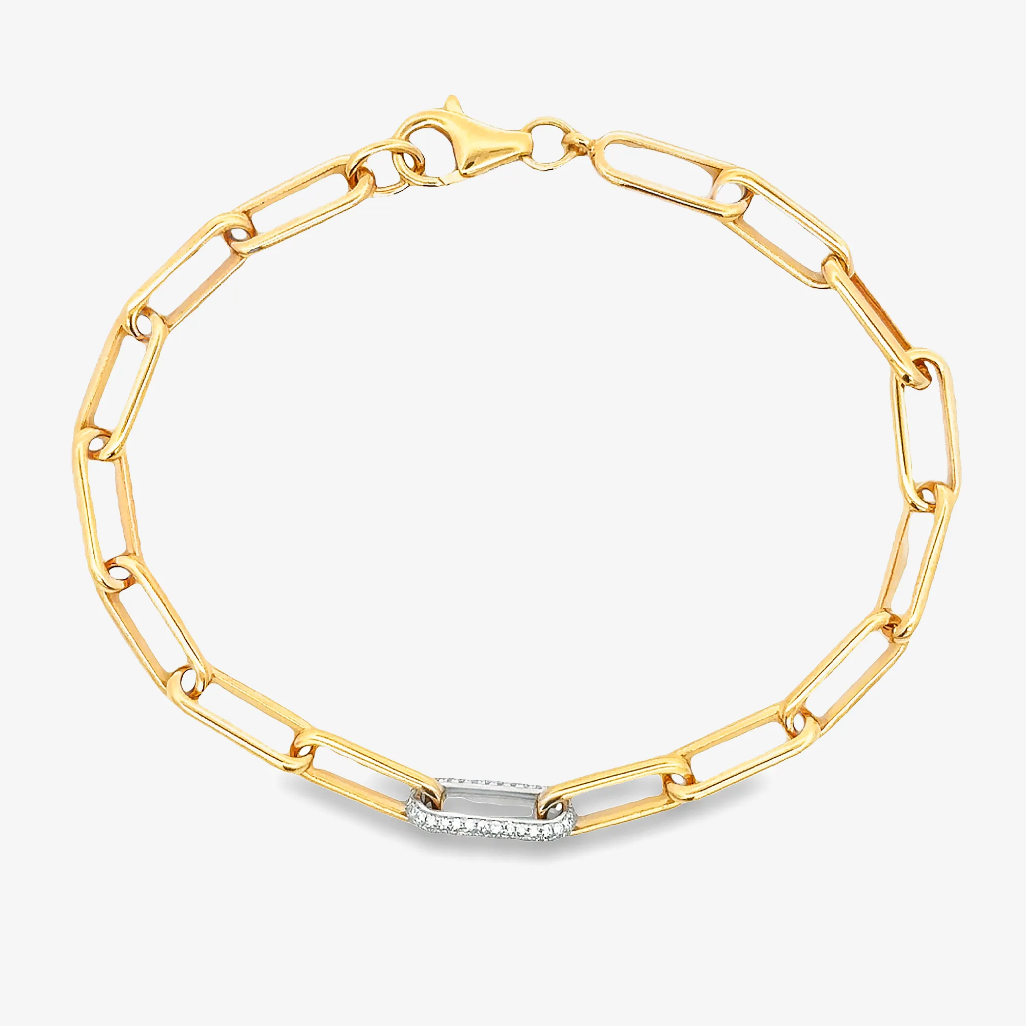 Pave' Set Diamond Paperclip Bracelet