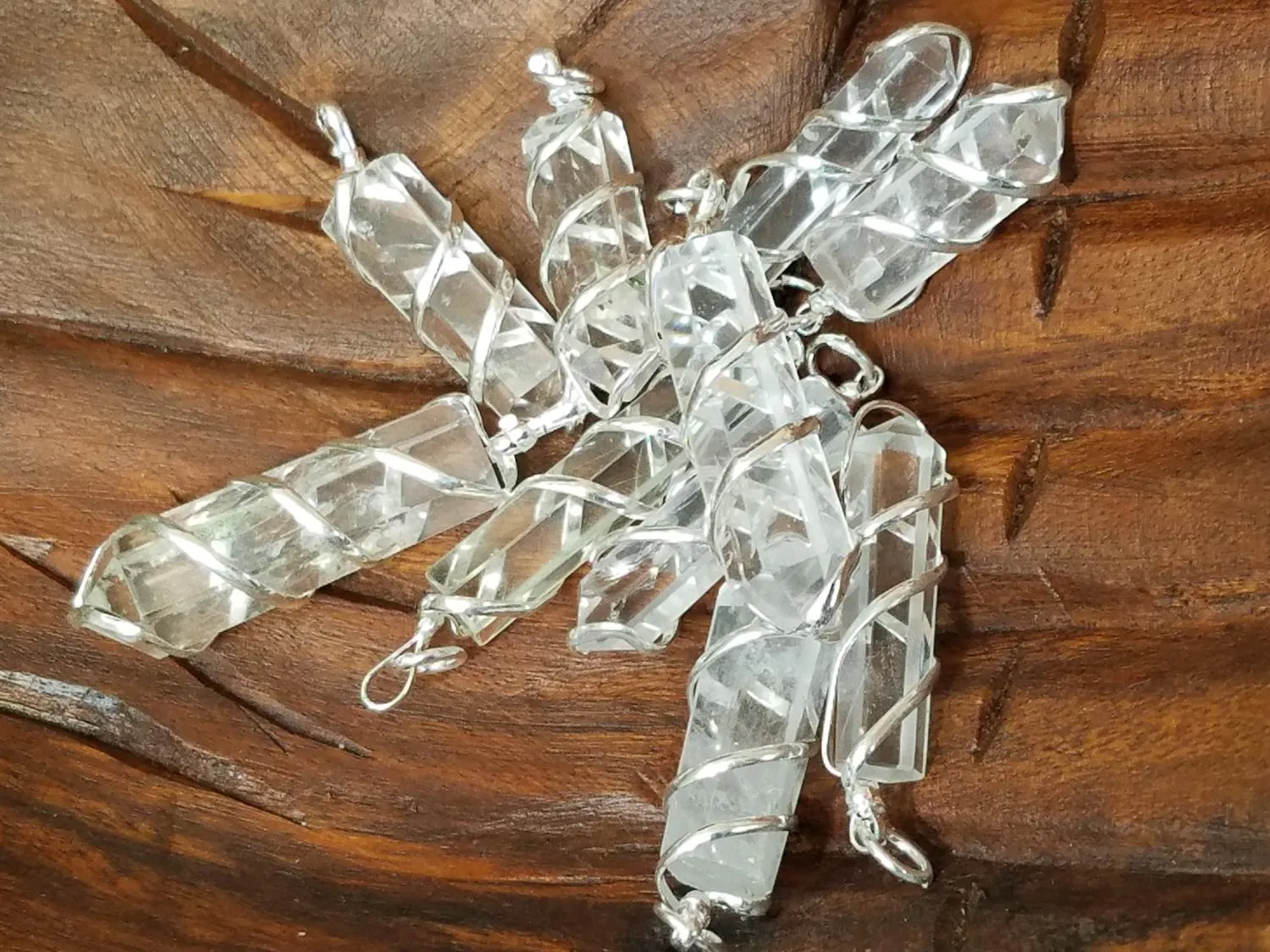 Pendant, Spiral Wrapped Clear Quartz Point