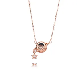 Personalized Planet & Star Projection Necklace with Picture inside