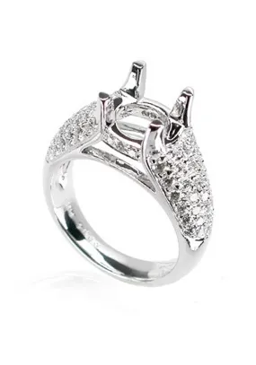 Platinum Semi-Mount .94ctw Pave Diamond Ring