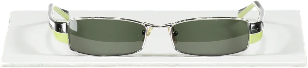 Prada Vintage Black / Green Slim Logo Arm Sunglasses