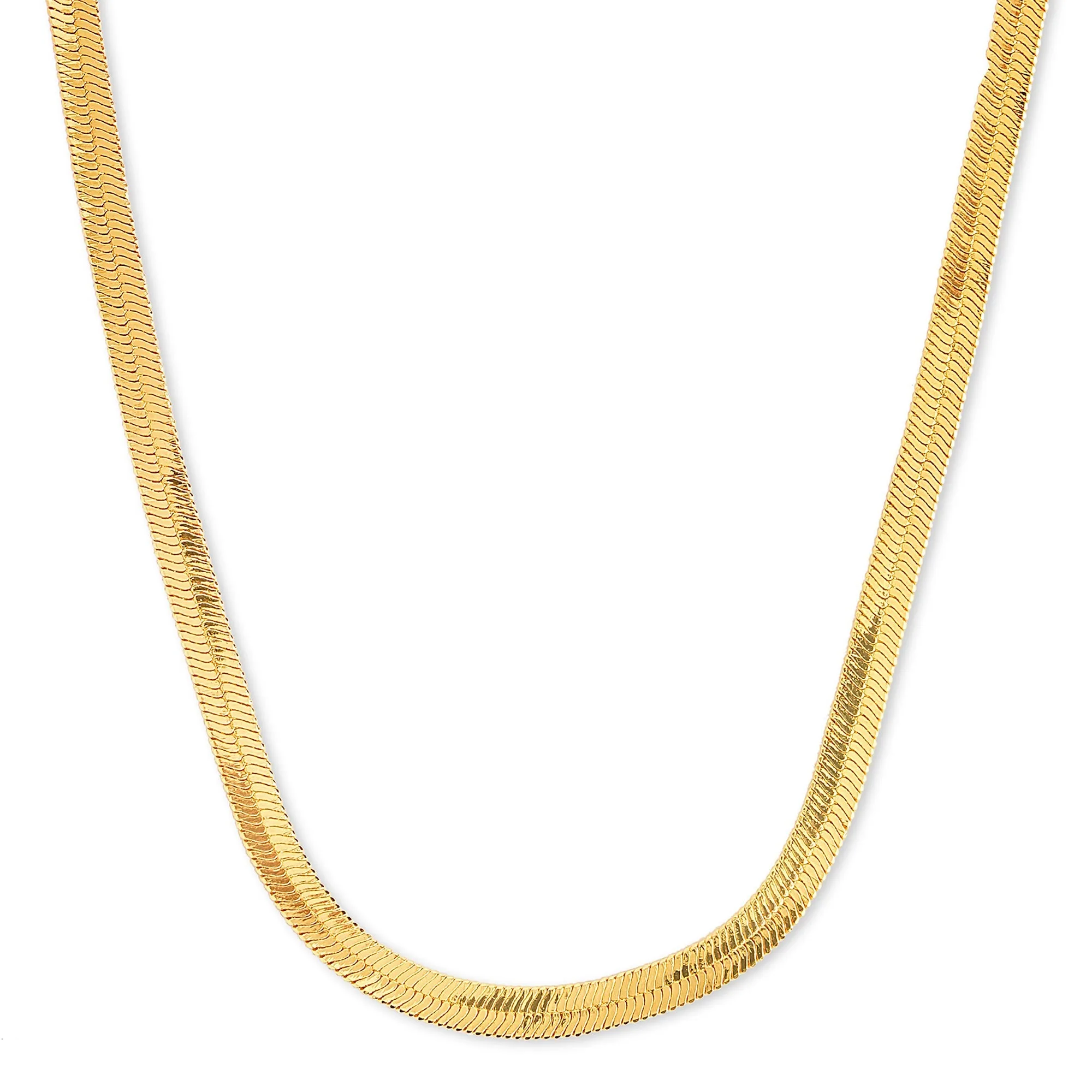 Real Gold Plated Gold Z Chunky Omega Herringbone Necklace