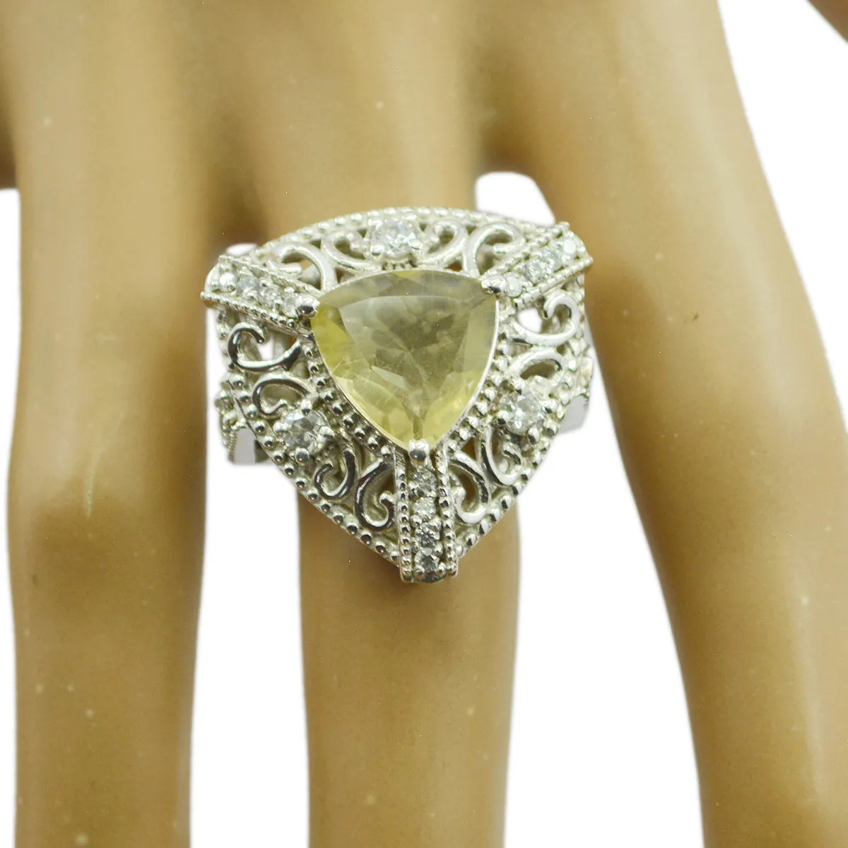 Resplendent Gems Lemon Quartz Solid Silver Ring Wedding Jewelry Sets