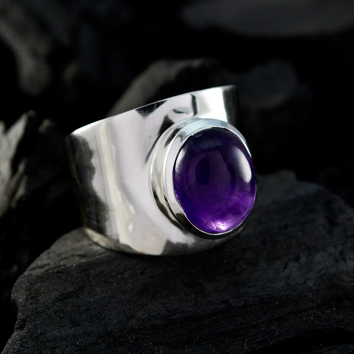 Riyo Adorable Gem Amethyst 925 Sterling Silver Rings Arabic Jewelry