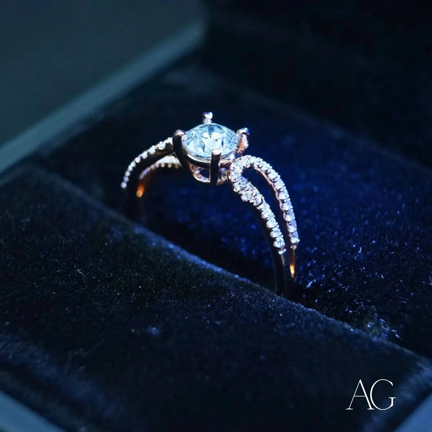 Romantic 18k Rose Gold Diamond Ring