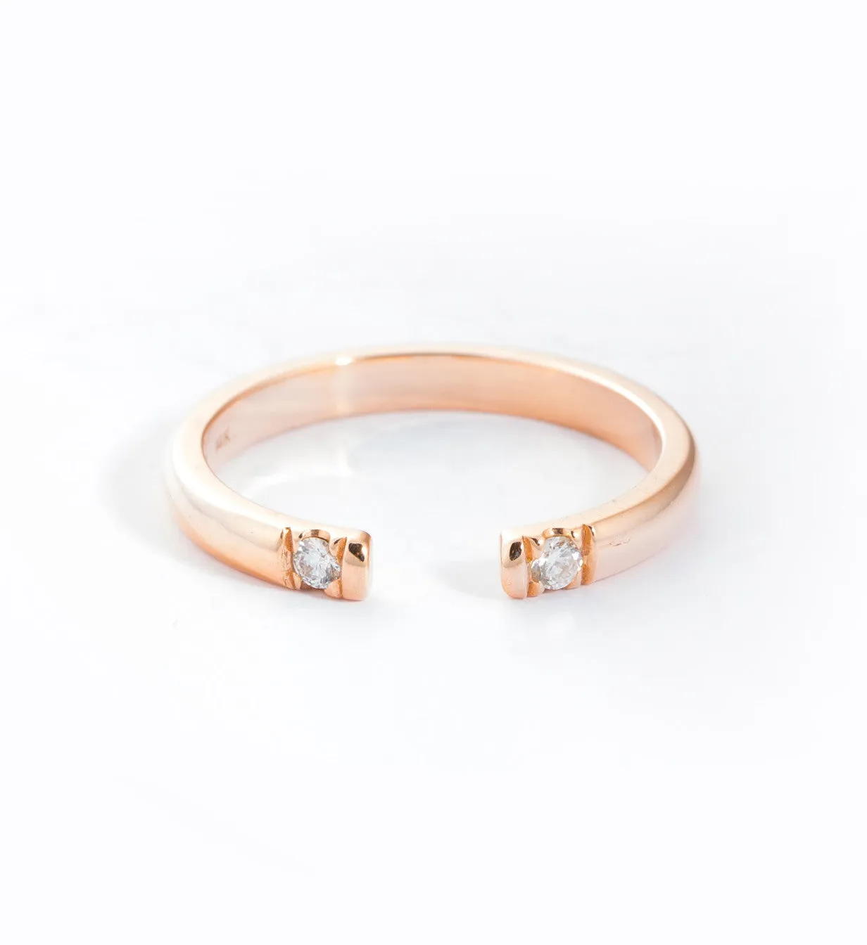 Rose Gold Half Round Two Diamond Ring