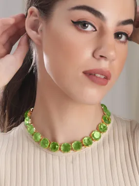 Rubans Voguish Gold plated Green Zirconia Studded Statement Necklace