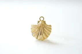 Shiny Vermeil Wholesale Gold Sea Shell Charm- 18k gold over Sterling Silver, Vermeil Gold Oyster Shell Charm, Sea life Charm, Beach Charms, Beads, 72