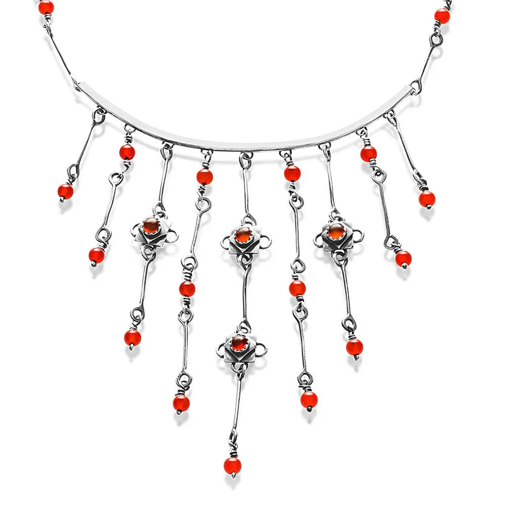 Silver Carnelian Waterfall Necklace