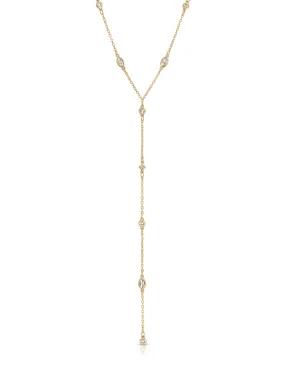 Simple Statement Crystal Dotted Lariat Necklace