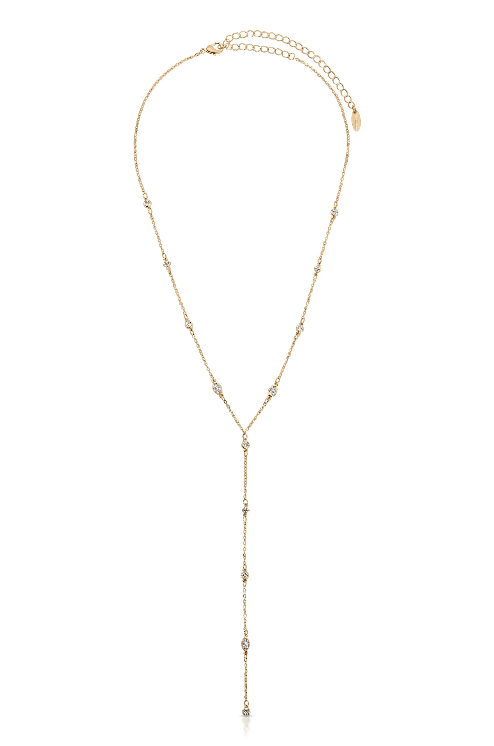 Simple Statement Crystal Dotted Lariat Necklace