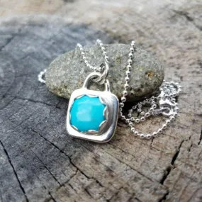 Simple Turquosie Pendant Sterling Silver Necklace