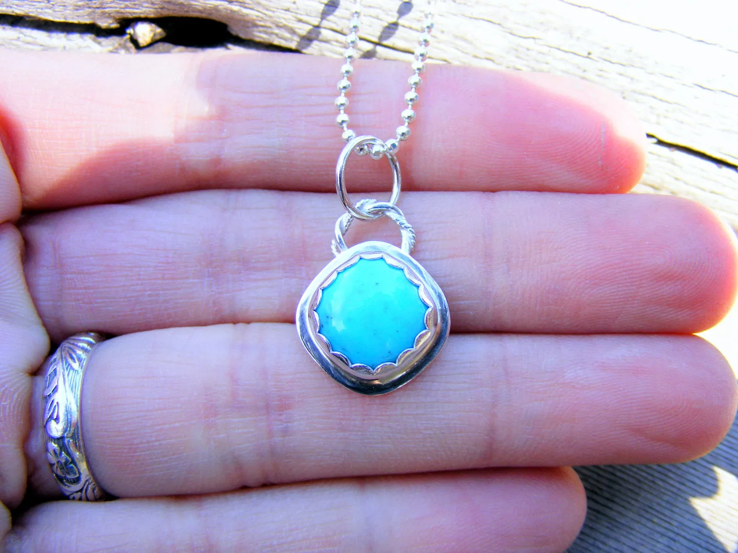 Simple Turquosie Pendant Sterling Silver Necklace