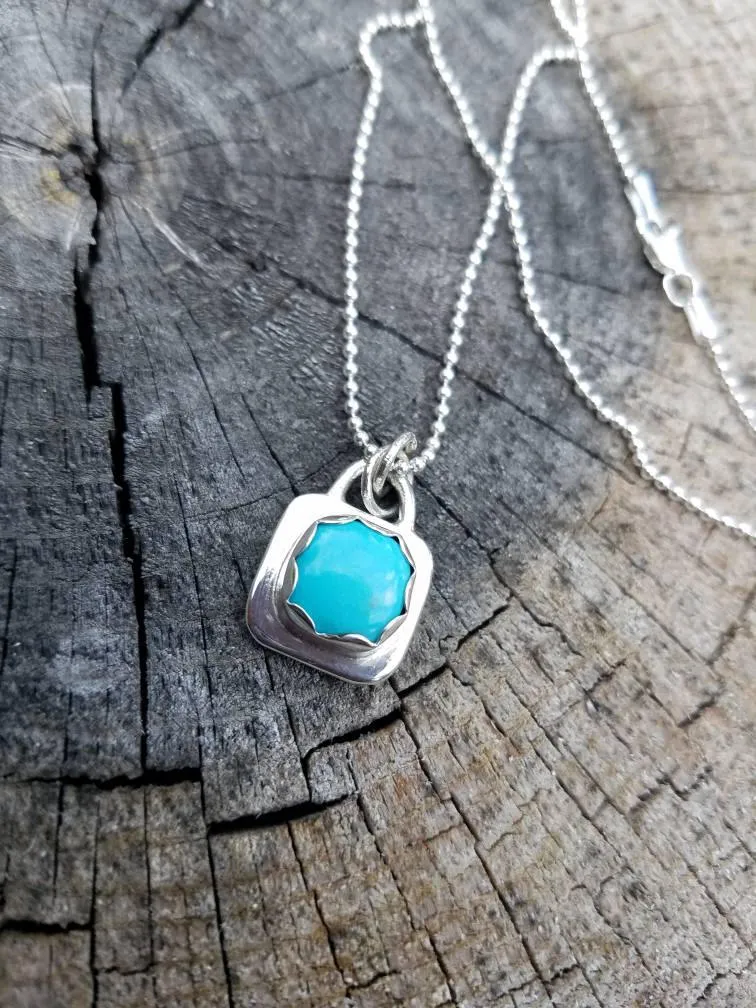 Simple Turquosie Pendant Sterling Silver Necklace