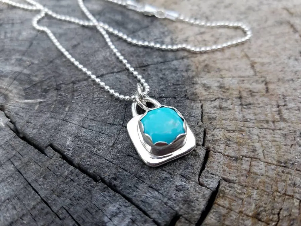 Simple Turquosie Pendant Sterling Silver Necklace