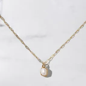 Single Pearl Necklace, Dainty Baroque Pearl Drop Necklace