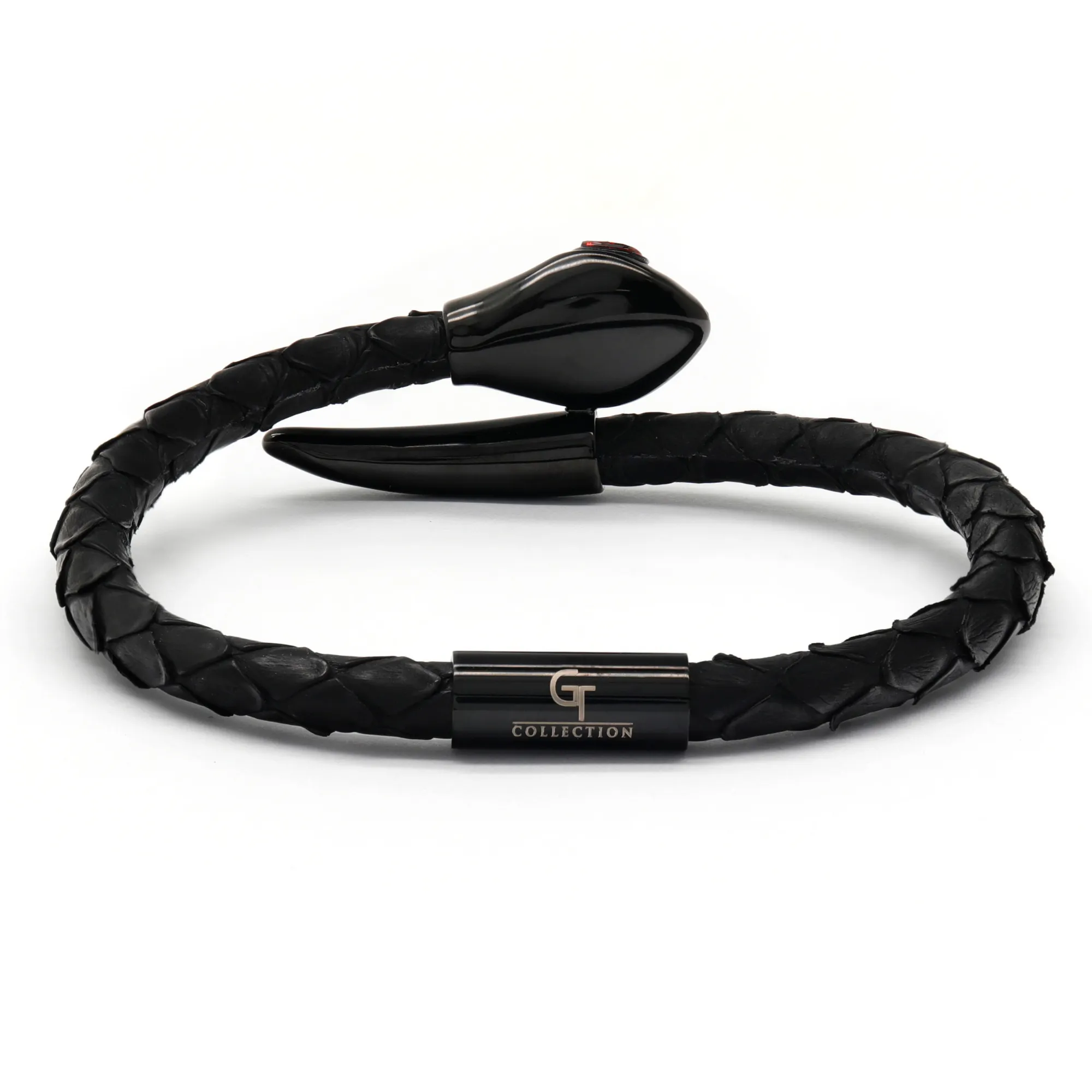 Snake Head Bracelet - Black Python with Zircon Diamond