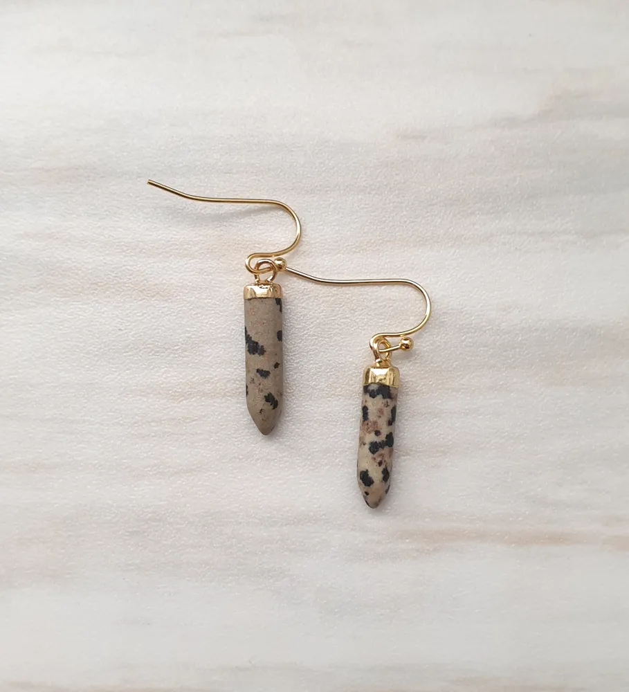 Speckled Jasper Single Drop Hook Earrings