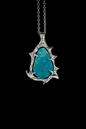 Star (Manassa Turquoise, Genuine Diamond, Sterling Silver Pendant)