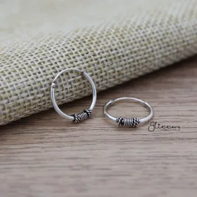 Sterling Silver Bali Hoop Sleeper Earrings - 14mm - SSE0240