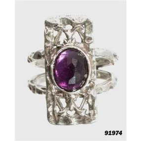 Sterling Silver Ring. Amethyst Ring. Israeli handcrafted ring sterling silver 925 set with amethyst