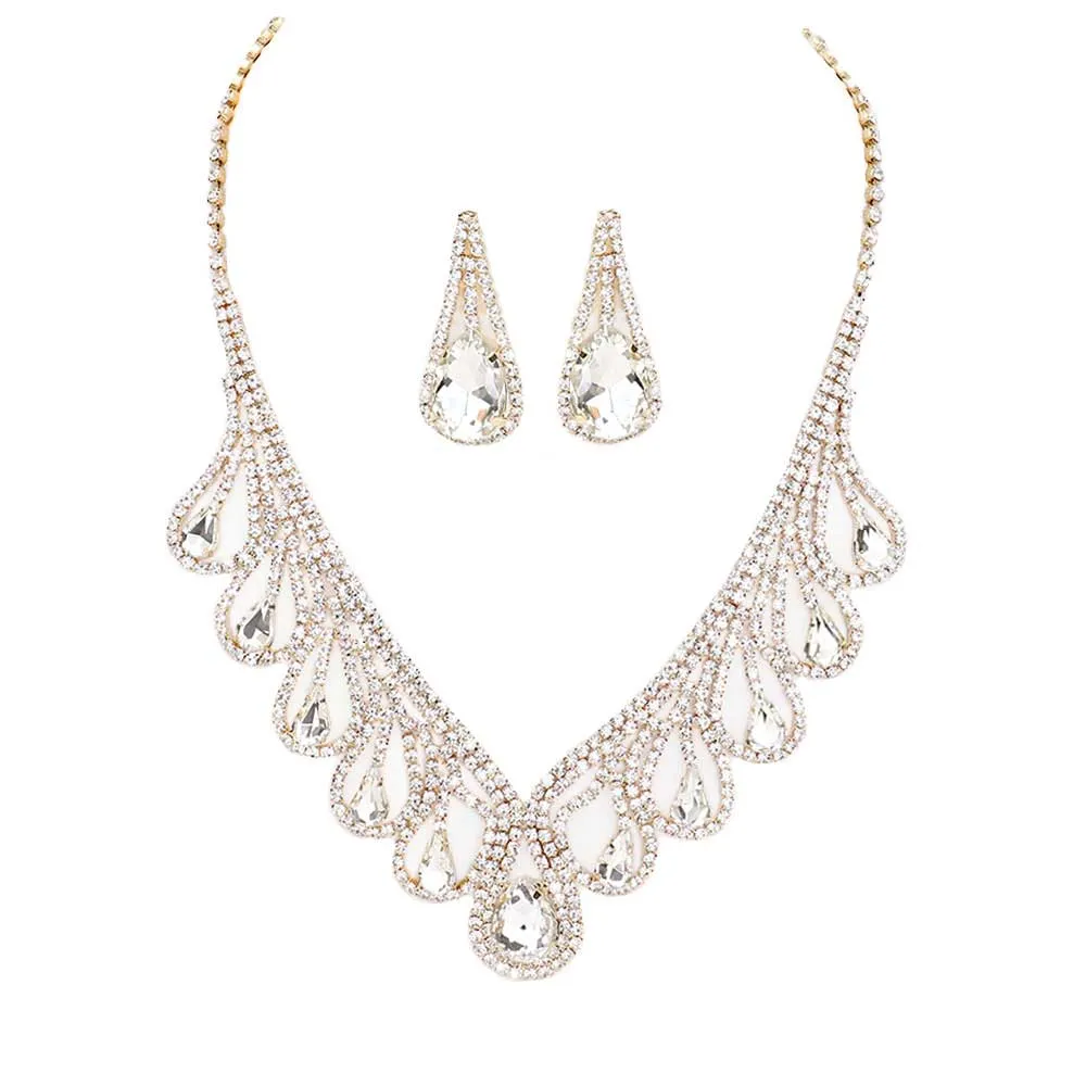 Teardrop Crystal Rhinestone Collar Necklace