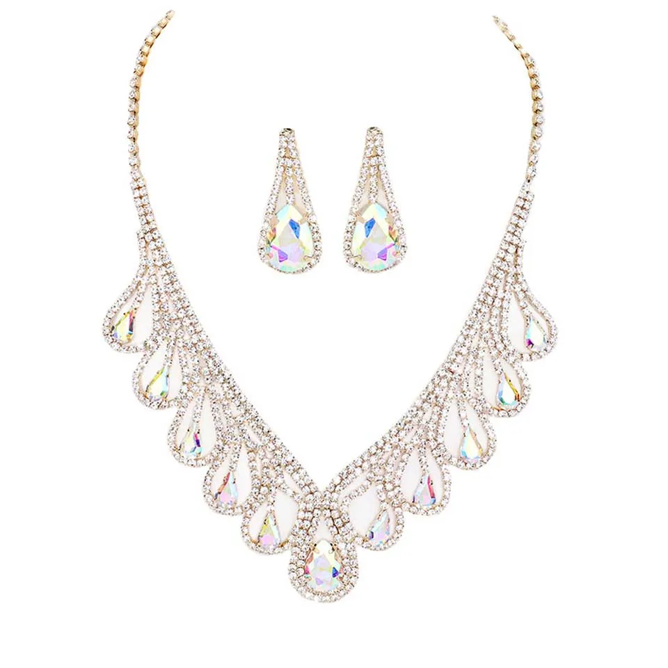 Teardrop Crystal Rhinestone Collar Necklace