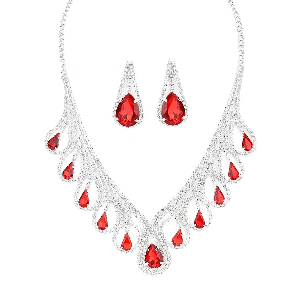 Teardrop Crystal Rhinestone Collar Necklace