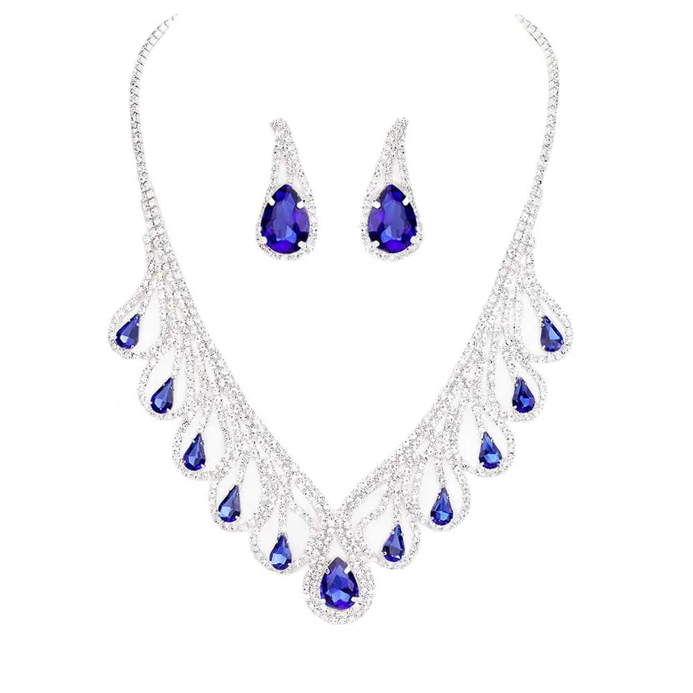 Teardrop Crystal Rhinestone Collar Necklace