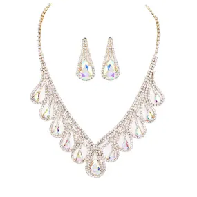 Teardrop Crystal Rhinestone Collar Necklace