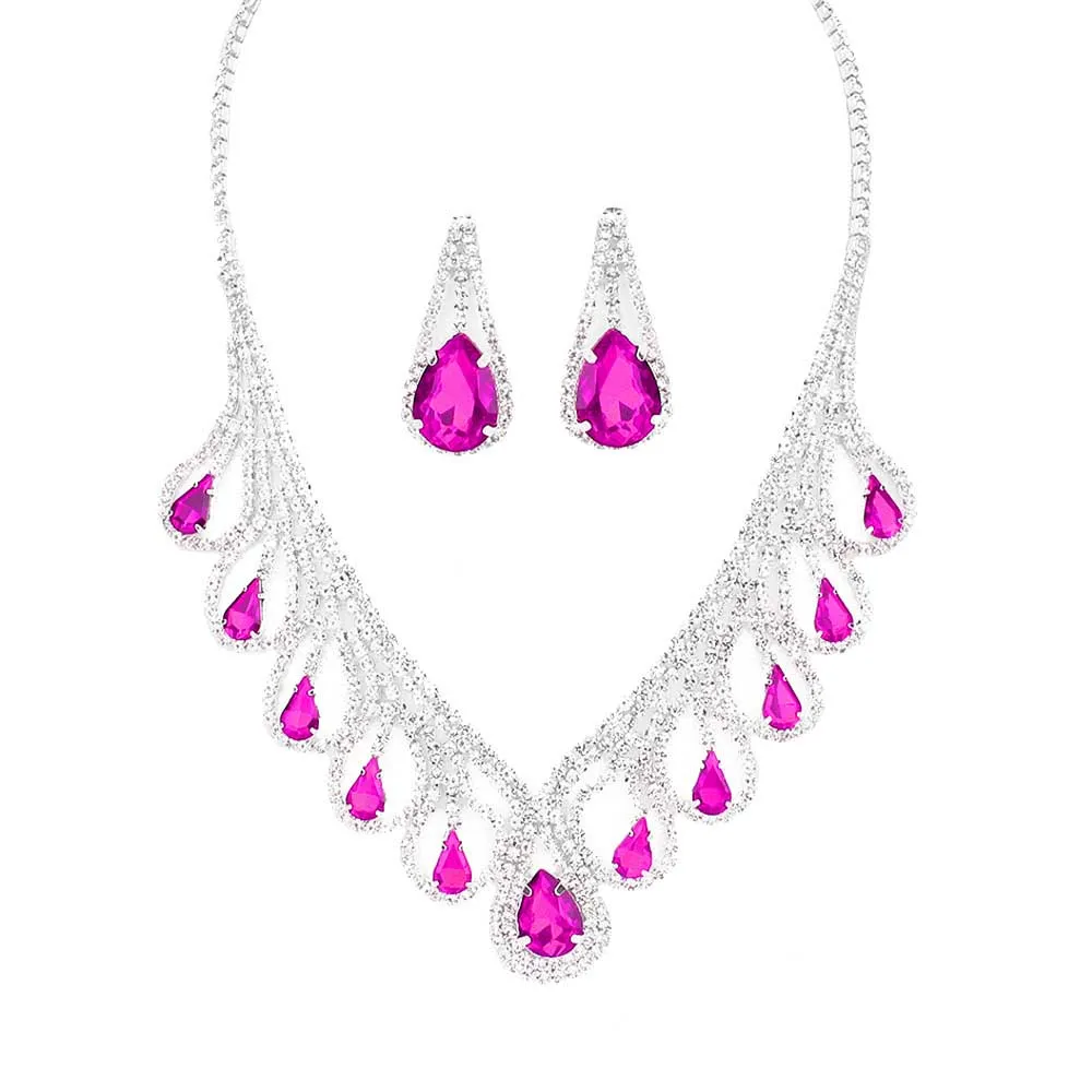 Teardrop Crystal Rhinestone Collar Necklace